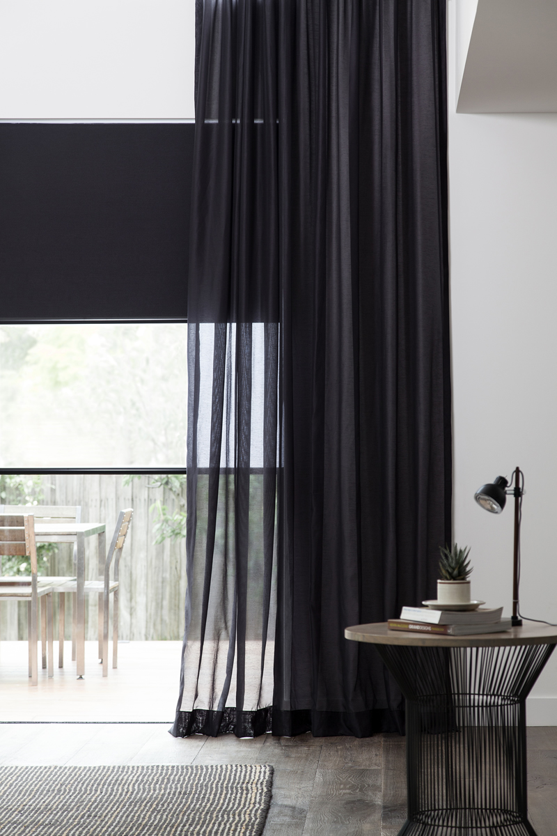 sheer curtains and roller blinds