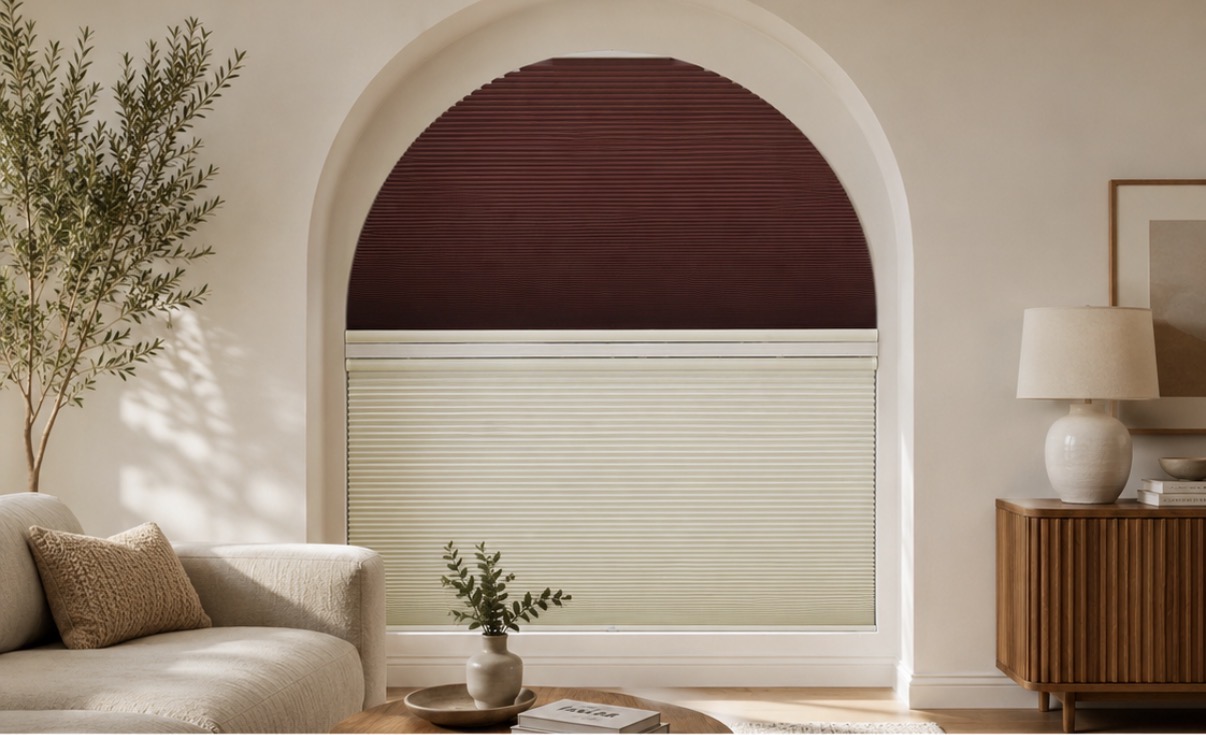 Arched Window Solutions – Shutters, Sheers & Now Motorised Honeycomb Blinds